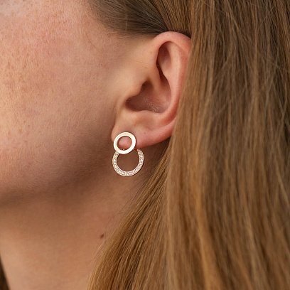 Серьги - джекеты "Sophia" в красном золоте (фианиты) с09093 №2