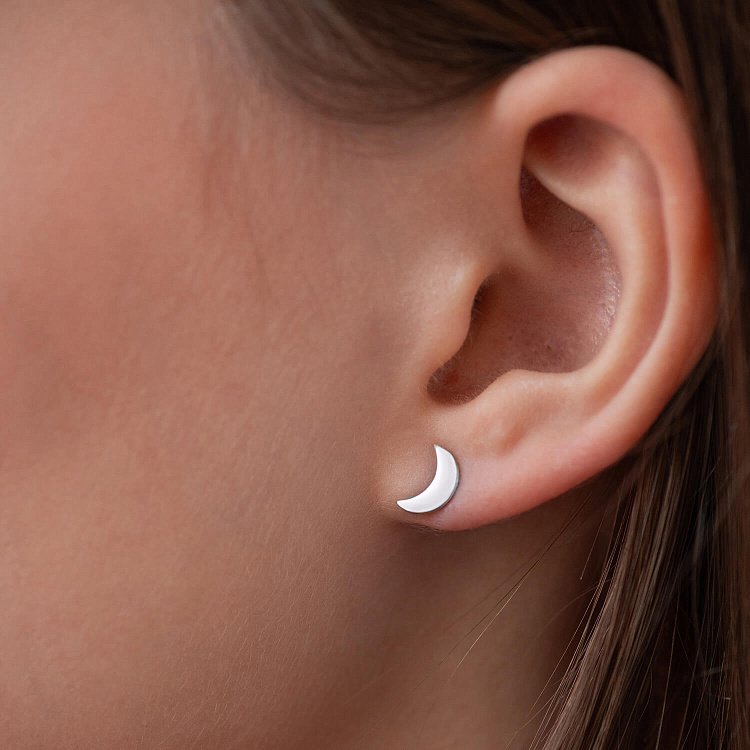 Золотые серьги-пусеты "Луна" с06412 от ювелирного магазина Оникс - 2