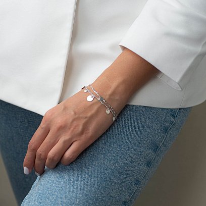 Браслет "Сердечки" в белом золоте б04521 №2