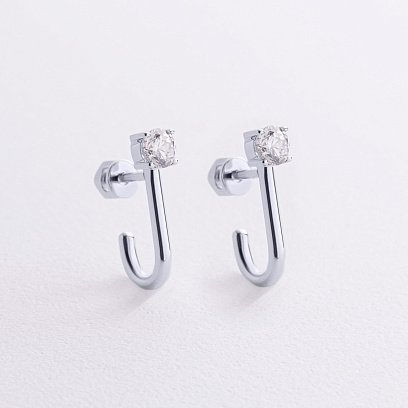 Сережки - пусети "Rita" з фіанітами (біле золото) с09061