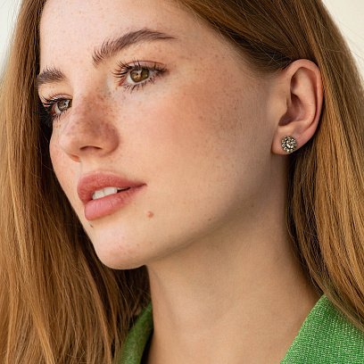 Золотые серьги - пусеты с бриллиантами сб0491cha №4