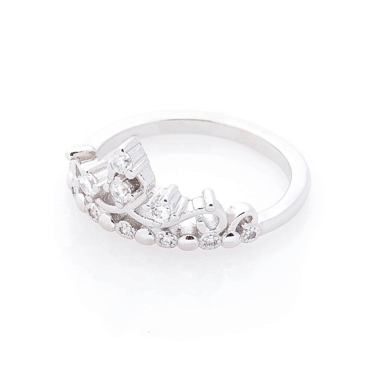 Серебряное кольцо "Корона" с фианитами 112073 от ювелирного магазина Оникс - 1