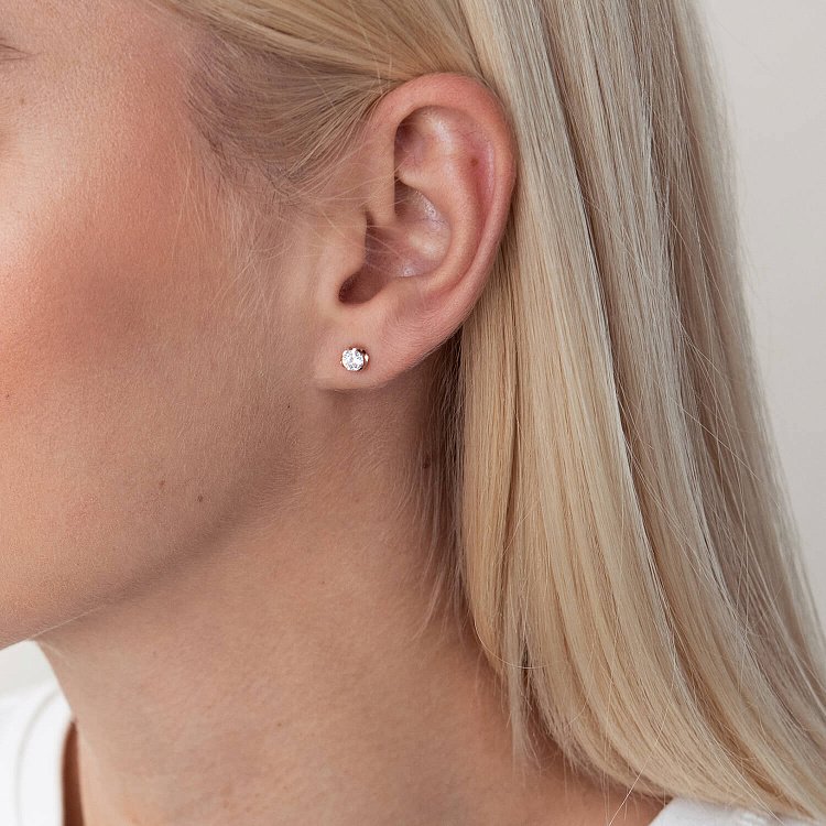 Золоті сережки - пусети з фіанітами с04943 від ювелірного магазину Онікс - 5