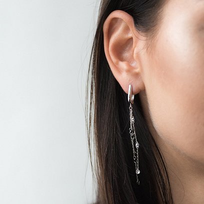 Серебряные серьги на английской застежке с фианитами 122548 №2