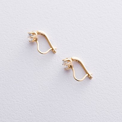 Золотые серьги с фианитами с05965 №3