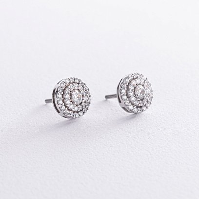 Срібні сережки - пусети з фіанітами 911 №6