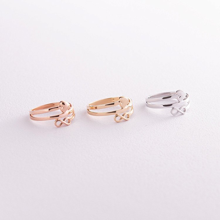 Каблучка "Сердечко і нескінченність" у жовтому золоті к07104 від ювелірного магазину Онікс - 6