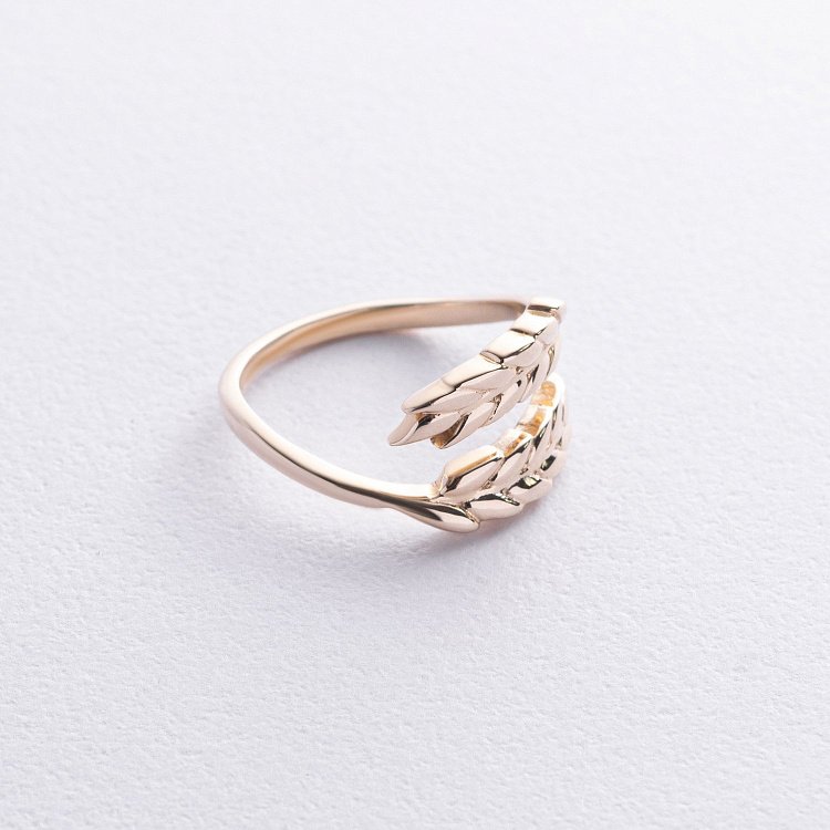 Каблучка "Колоски пшениці" у жовтому золоті к08048 від ювелірного магазину Онікс - 5