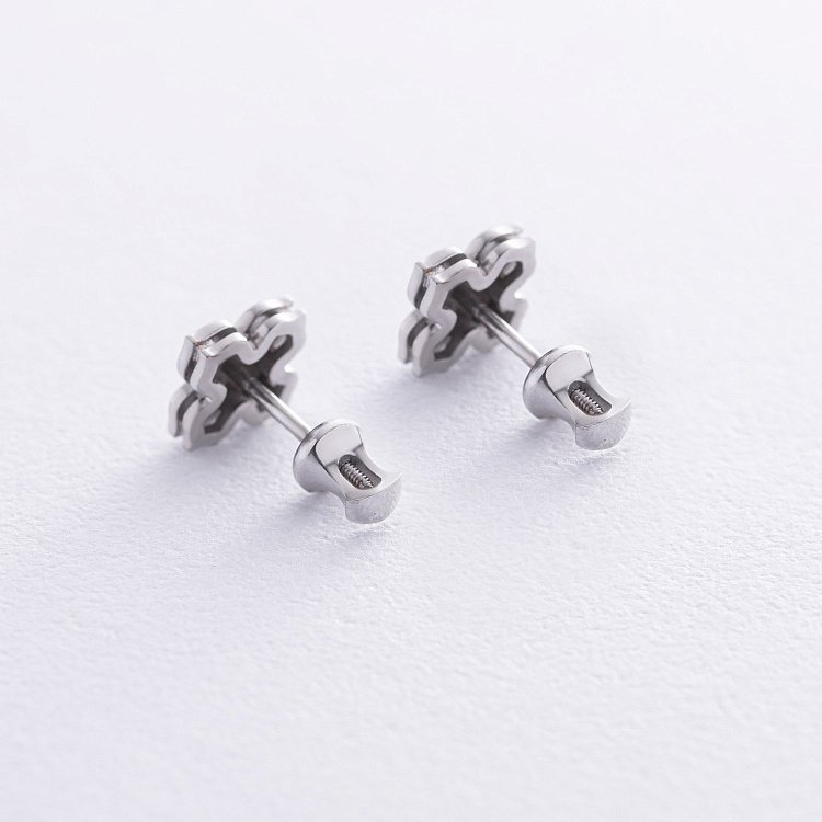 Золотые серьги - пусеты "Клевер" с бриллиантами 335221121 от ювелирного магазина Оникс - 2