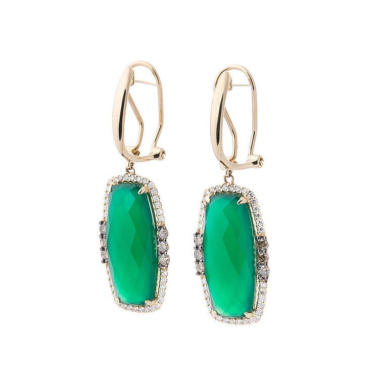 Золотые серьги с агатом и бриллиантами сб0063A1 Золотые серьги с агатом и бриллиантами сб0063A1 от ювелирного магазина Оникс