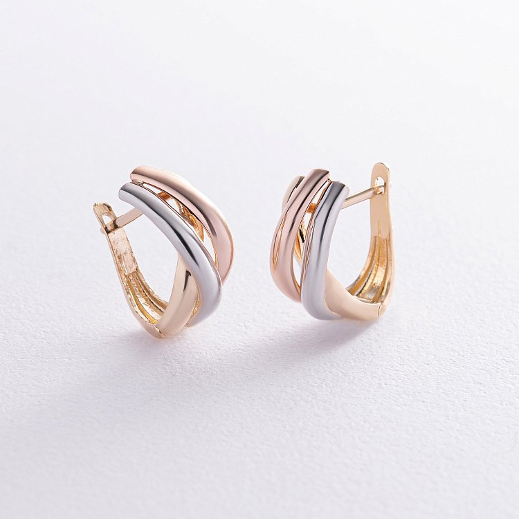 Серьги в трех цветах золота с07344 от ювелирного магазина Оникс