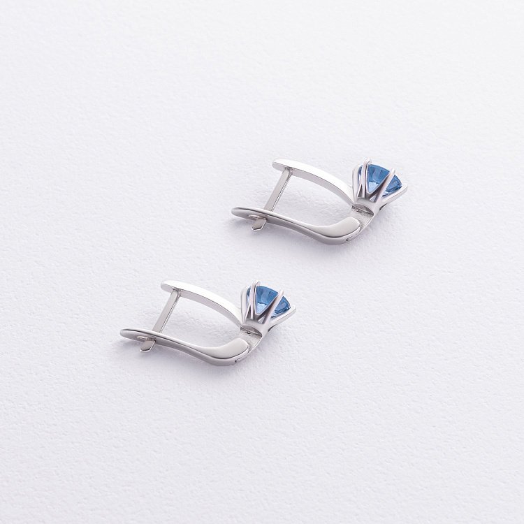 Серебряные серьги с топазами "Лондон голубой" 2526/1p-QLB от ювелирного магазина Оникс - 2