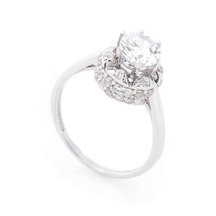 Золотое помолвочное кольцо с фианитами к01533ж от ювелирного магазина Оникс