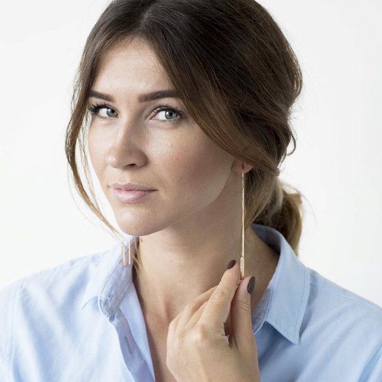 Золоті висячі сережки (протяжки) 580087 від ювелірного магазину Онікс - 7