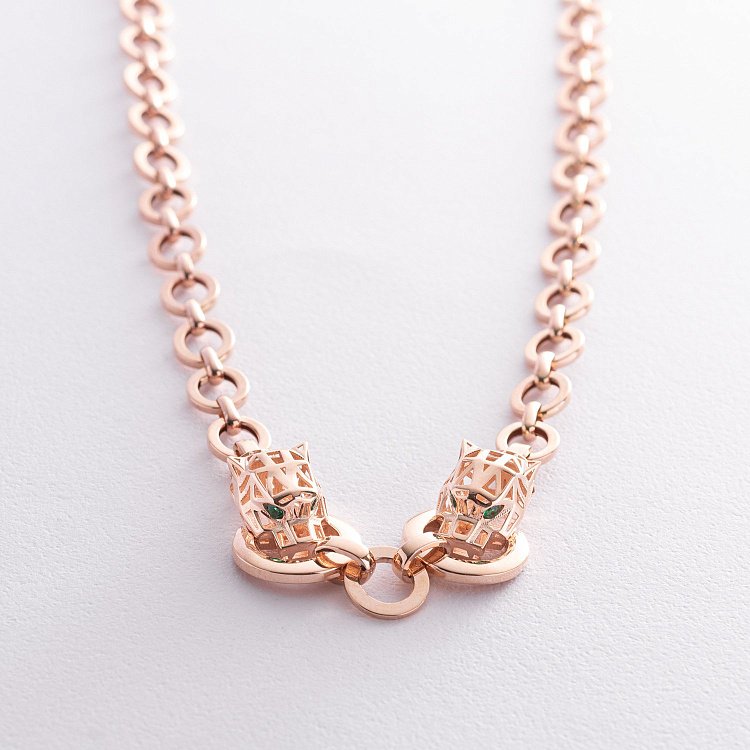 Колье "Пантера" в красном золоте (фианиты) кол02441 от ювелирного магазина Оникс