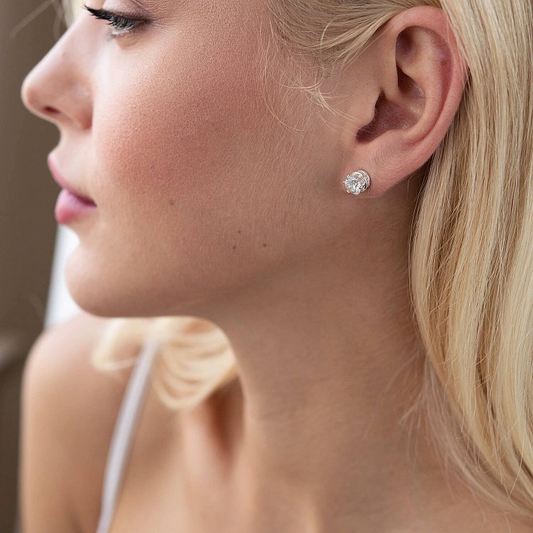 Срібні сережки - пусети (фіаніт) 12611 від ювелірного магазину Онікс - 8