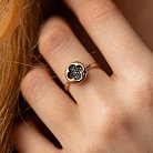 Золота каблучка "Клевер" з чорними діамантами 241181622 от ювелирного магазина Оникс - 1
