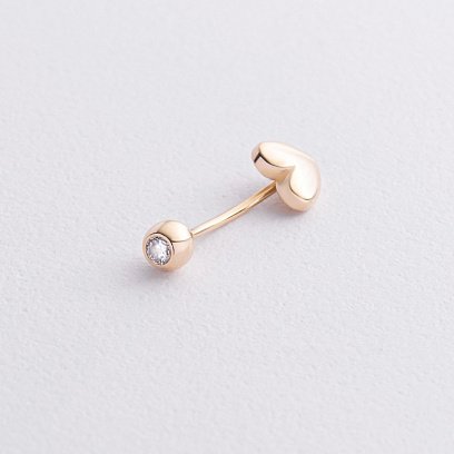 Золотий пірсинг у пупок "Сердечко" (фіаніт) пир00273 №2