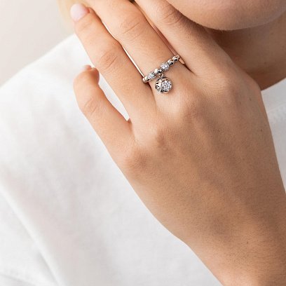 Золотое кольцо "Шарики" (фианиты) к04934 №4