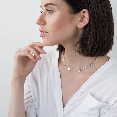 Серебряное колье с фианитами 18714 №2