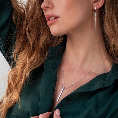 Золотые серьги "Спички" (фианит) с06280 №3