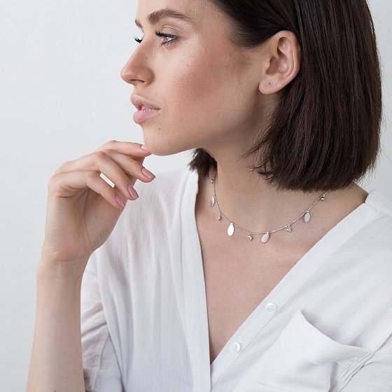Серебряное колье с фианитами 18714 №2