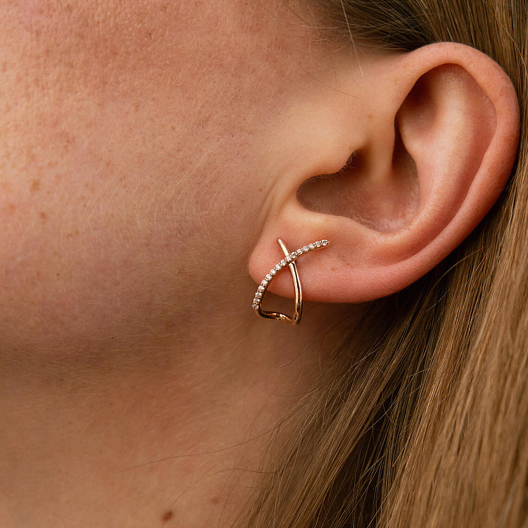 Золоті сережки - пусети "Mia" з фіанітами с09154 від ювелірного магазину Онікс