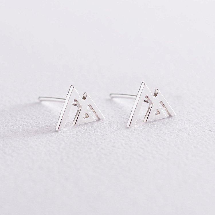 Сережки - пусети "Гори" в сріблі 122915 від ювелірного магазину Онікс - 4