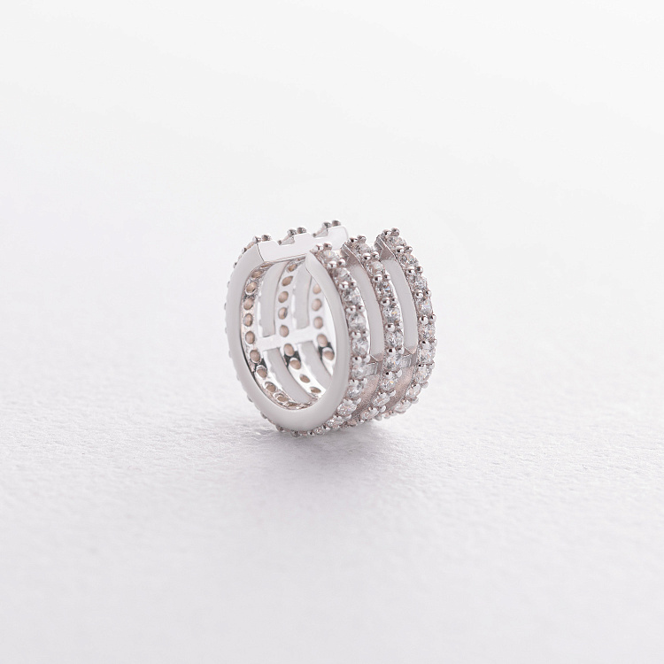 Серебряная серьга - каффа с фианитами 40097 от ювелирного магазина Оникс