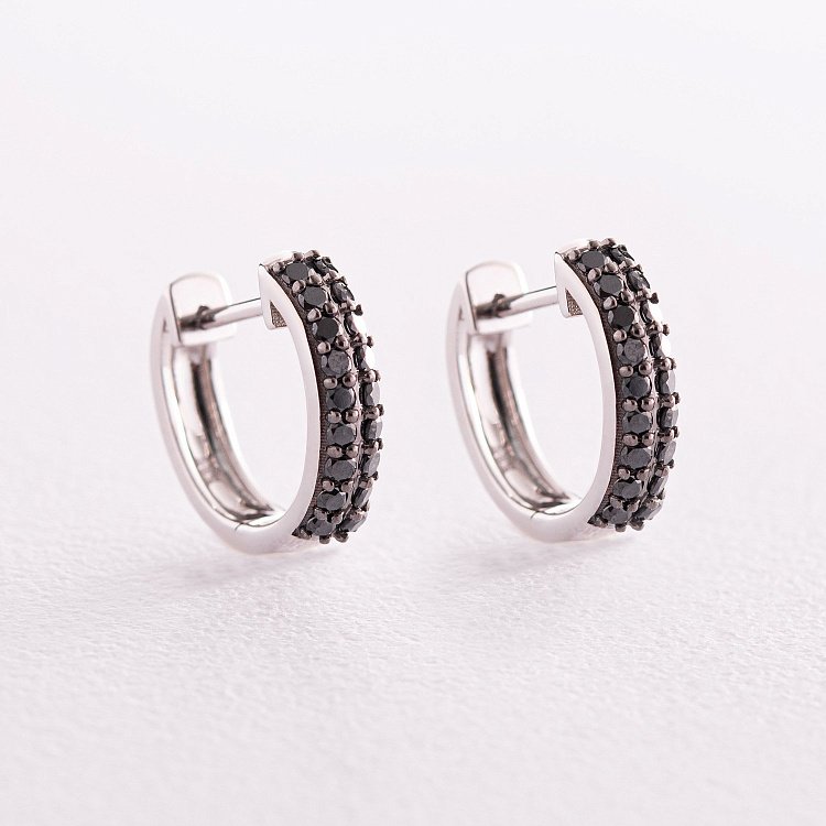 Золоті сережки з чорними діамантами сб0426gl від ювелірного магазину Онікс