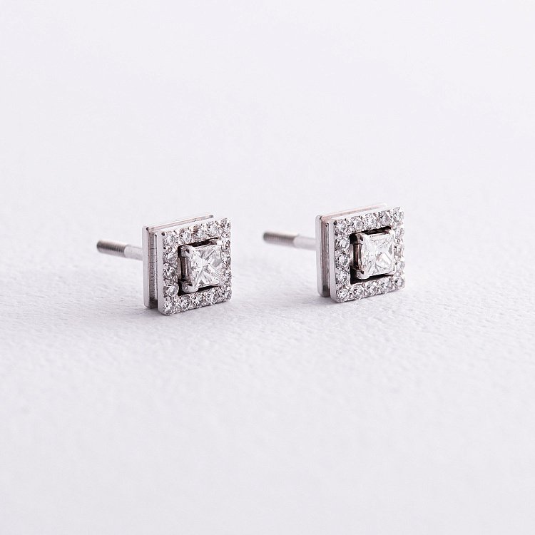 Золоті сережки - пусети 2 в 1 з діамантами 327271121 від ювелірного магазину Онікс - 5