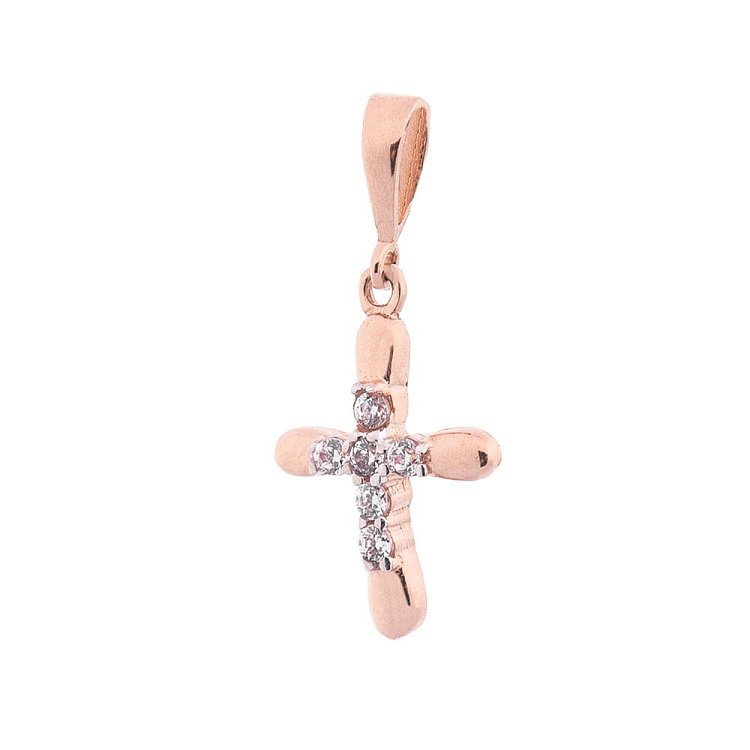 Золотий хрестик з фіанітами п02805 від ювелірного магазину Онікс