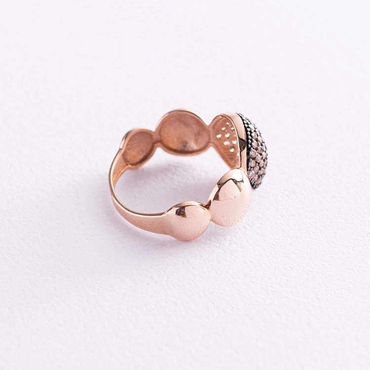 Золота каблучка з фіанітами к05530 від ювелірного магазину Онікс - 2