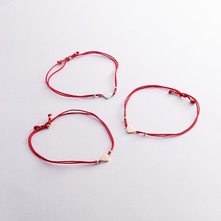 Браслет с красной нитью "Сердце" (красное золото) б04206 от ювелирного магазина Оникс - 2