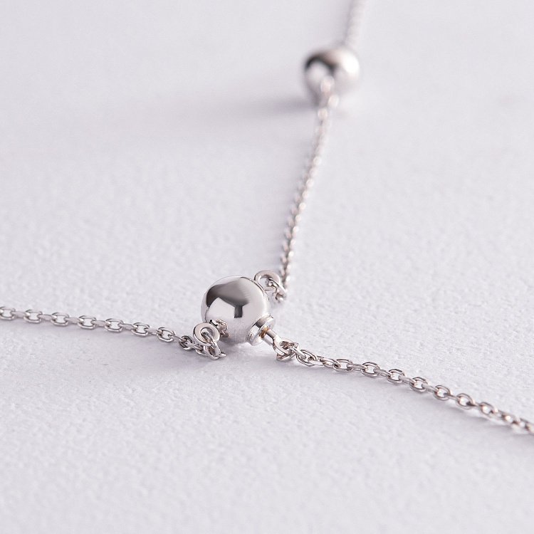 Колье - галстук "Шарики" в белом золоте (2 в 1)  кол02231 от ювелирного магазина Оникс - 10