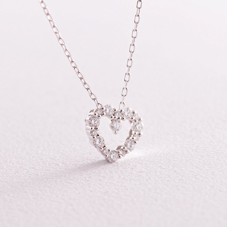 Золотое колье "Сердечко" с бриллиантами колб0081cha от ювелирного магазина Оникс