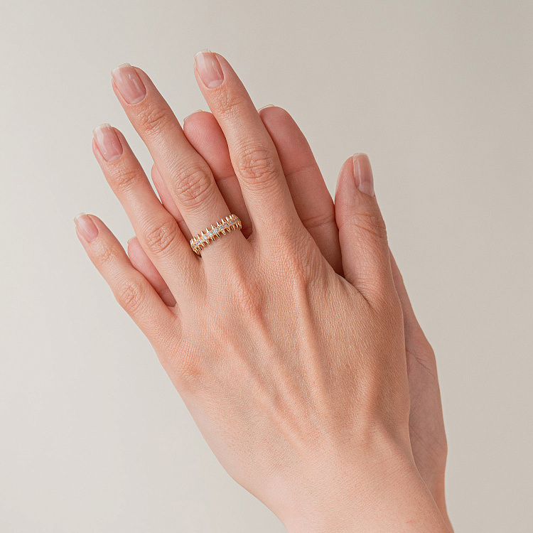 Кольцо "Teresa" в желтом золоте (фианиты) к08348 от ювелирного магазина Оникс - 3