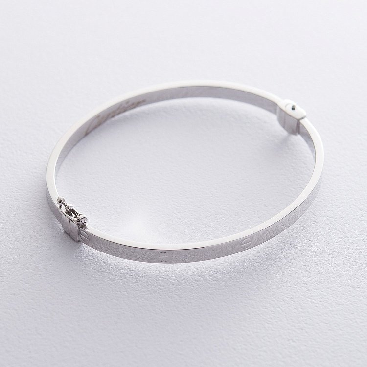 Жесткий браслет Love из белого золота б02051 от ювелирного магазина Оникс