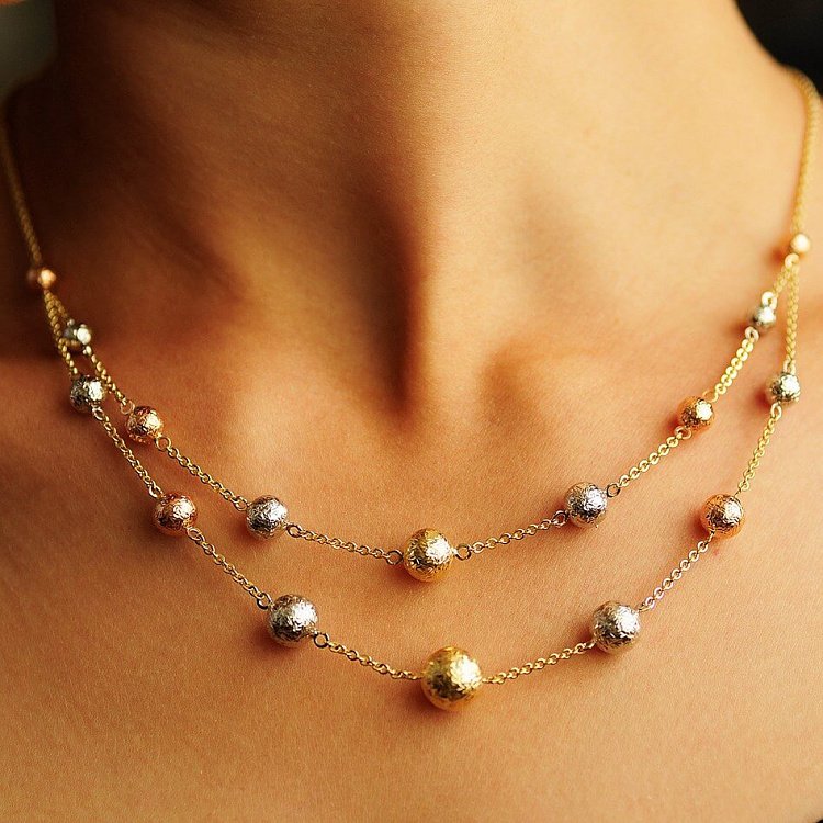 Золотое колье "Шарики" кол00575 от ювелирного магазина Оникс