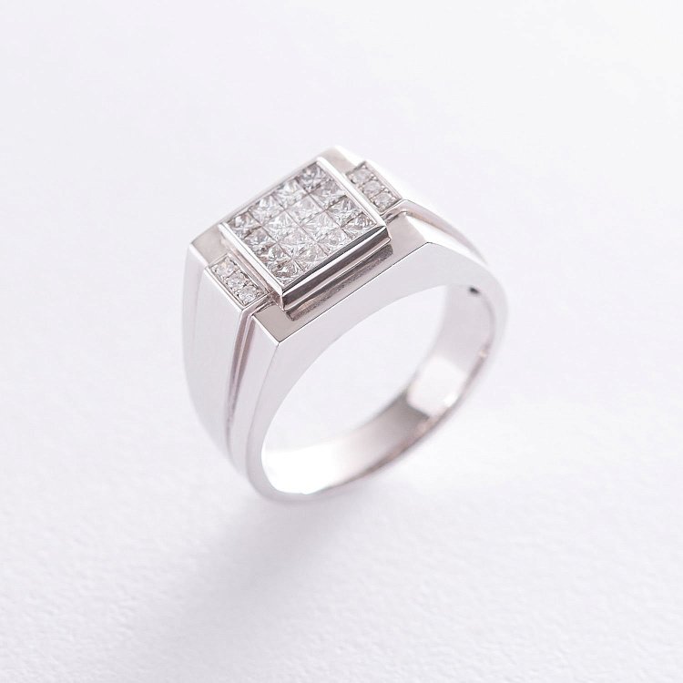 Золотая мужская печатка с бриллиантами к1196 от ювелирного магазина Оникс