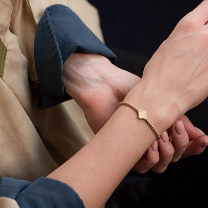 Золотий кульковий браслет "Конюшина" б04708 №2