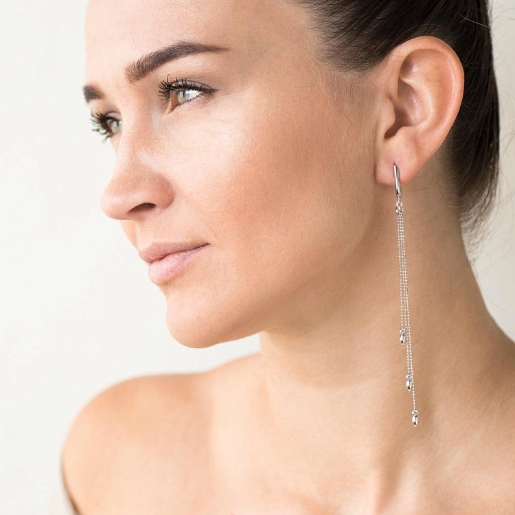 Золоті сережки на ланцюжку с05599 від ювелірного магазину Онікс - 2