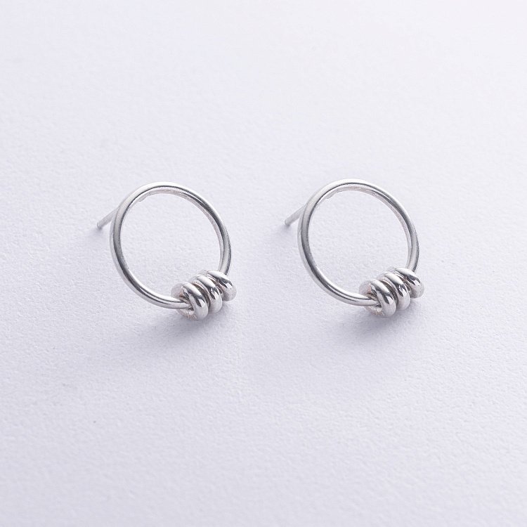 Срібні сережки - пусети "Інтрига" 122654 від ювелірного магазину Онікс - 2