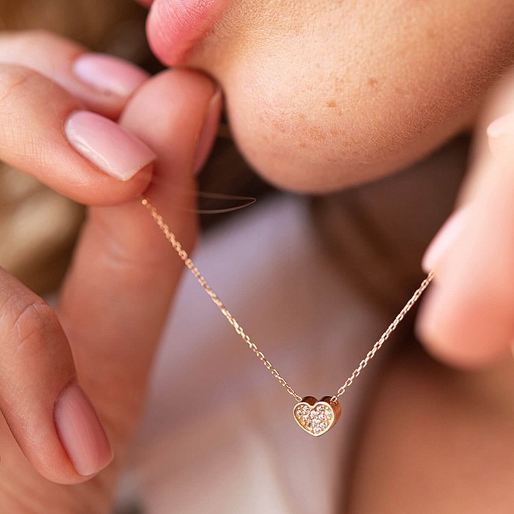 Кольє "Серце" з фіанітами (червоне золото) кол02295 від ювелірного магазину Онікс - 5