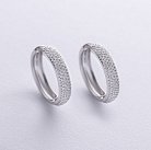 Сережки - кільця з діамантами (біле золото) 331001121 от ювелирного магазина Оникс