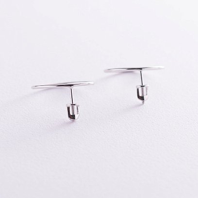 Серьги-пусеты "Большой круговорот" в белом золоте (2.1 см) с07002 №4