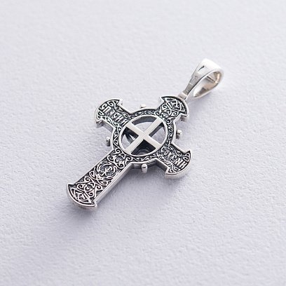 Серебряный крест "Распятие. Спаси и Сохрани" 132476 №5
