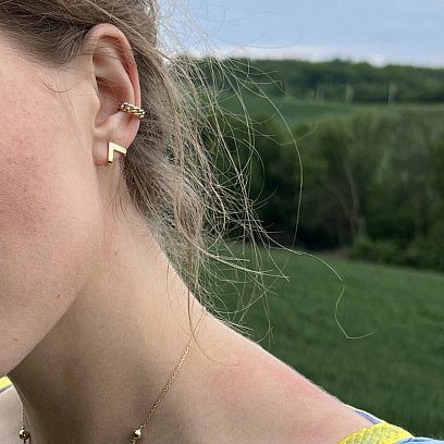 Серьги - пусеты "Акцент" в желтом золоте с07572 №2