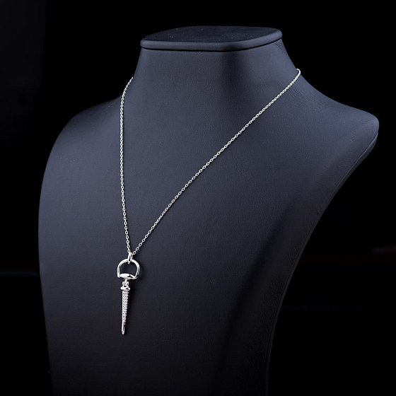Серебряное колье "Шуруп" с фианитами 18538 №2