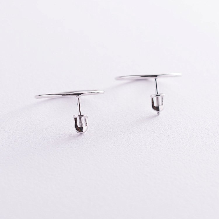 Серьги-пусеты "Большой круговорот" в белом золоте (2.1 см) с07002 от ювелирного магазина Оникс - 3